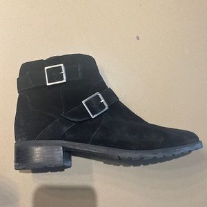 Black suede ankle boots with silver hardware size 9